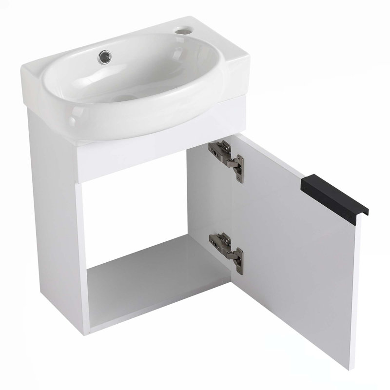 Petit meuble-lavabo 16 "avec lavabo, Blanc