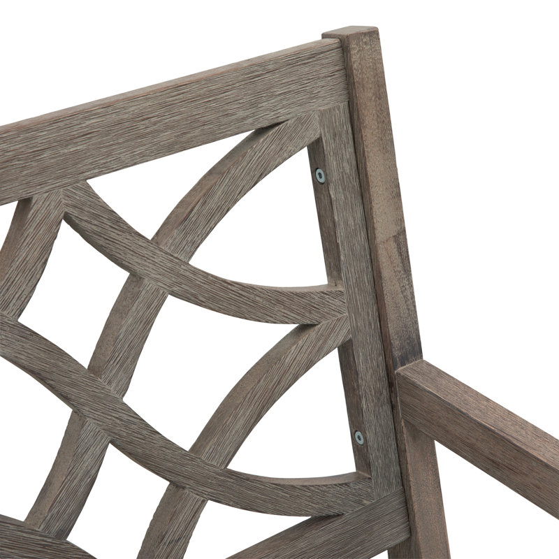 Patio Dining Armchair with Cushion, Grey Cushion/Dark Brown Wood Frame