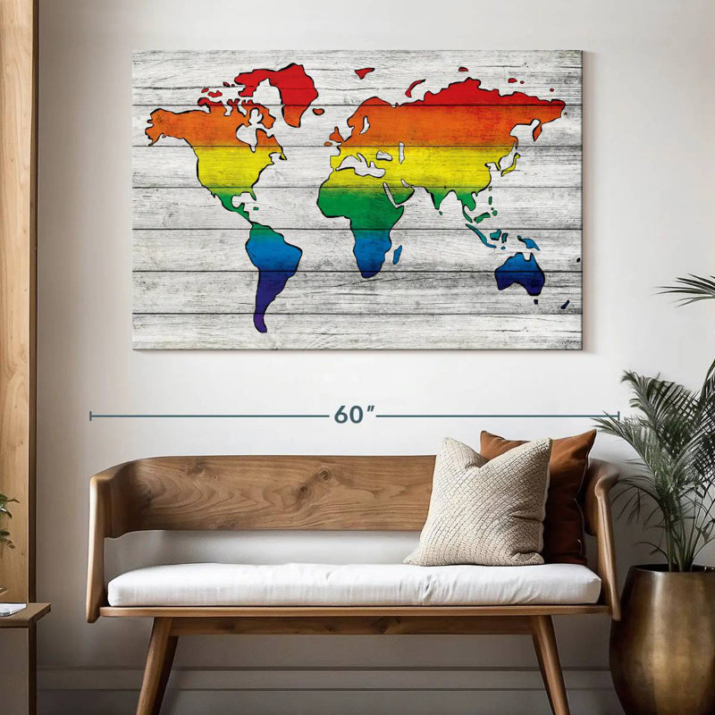 Carte du monde Aliaz Pride, H 34 po x l 51 po