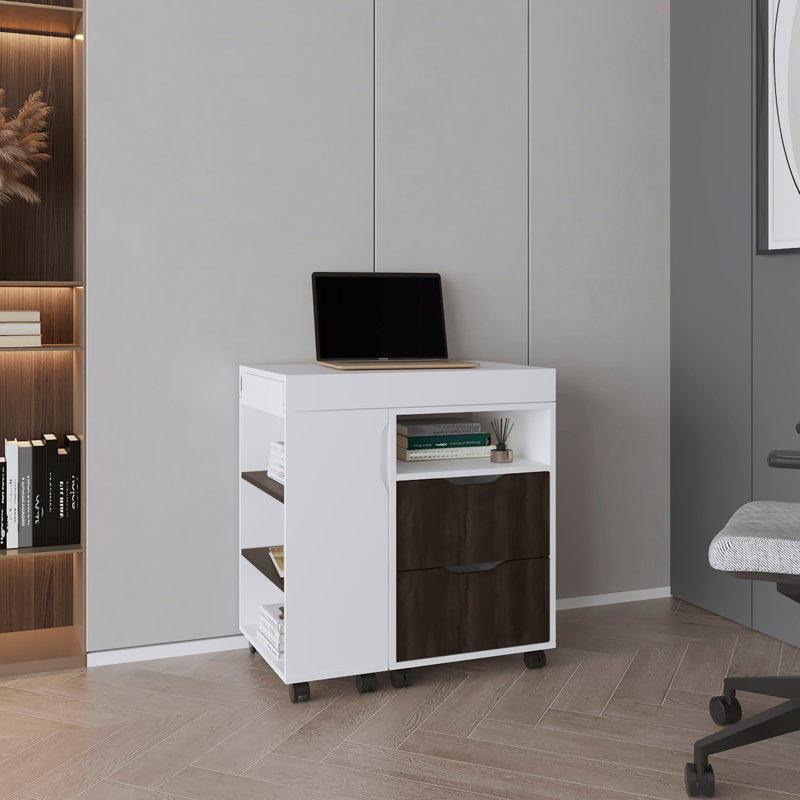 Bureau extensible à deux tiroirs de 54 po avec sept tablettes et roulettes San Diego