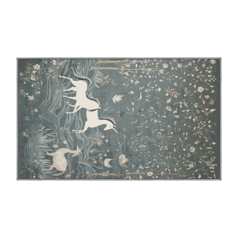 Tapis gris lavable à la machine, Rectangle 4 pi x 6 pi
