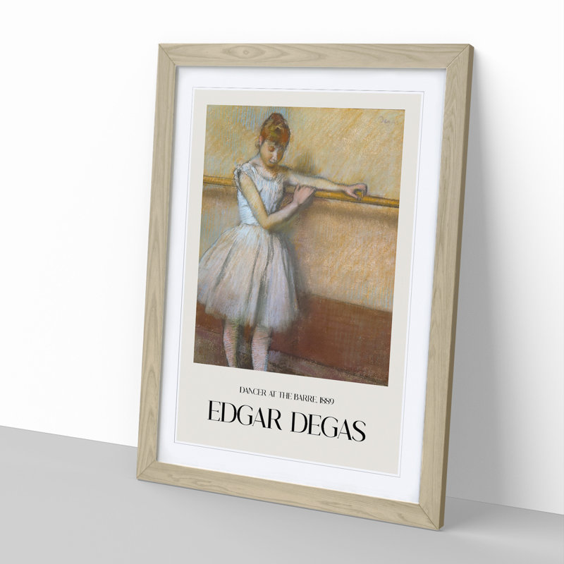 Ballet Ballerina Dancer at the Bar by Edgar Degas - Picture Frame Graphic Art, 36cm H x 27cm W x 2cm D, Oak Framed