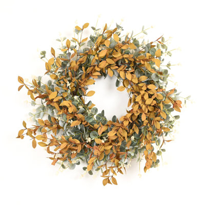 26" Large Artificial Rustic Fall Foliage Leaves Front Door Wreath Thanksgiving Decor