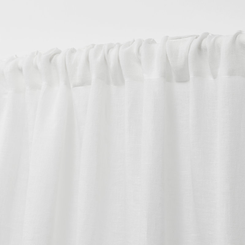 Lauren Ralph Lauren Engel Solid 100% Linen Sheer Back Tab/Rod Pocket Curtain Panel, White, 54" x 96"