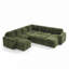 Canapé-lit modulaire rembourré avec rangement en fausse fourrure vert-131655618
