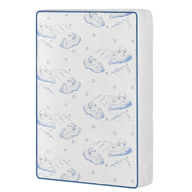Dreamy Blue and White Memory Foam Mini Crib Mattress
