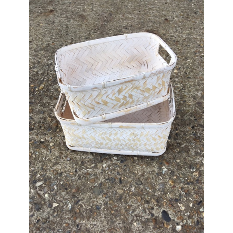 House Of Hampton Wicker Decorative Basket, White