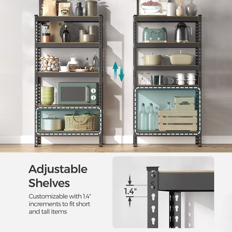 75cm W Steel Shelving Unit, Black/Natural