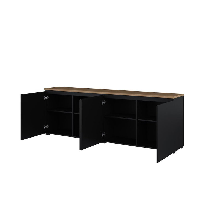 Unfinished Display Stand with Fireplace Included, Black