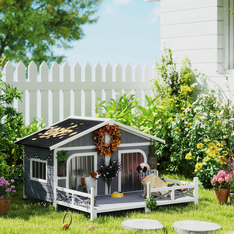 Niche pour chien en bois Campa, Gris/noir