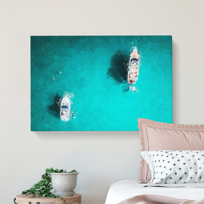 Two Yachts In Corsica In Abstract - Wrapped Canvas, 35cm H x 50cm W x 3cm D