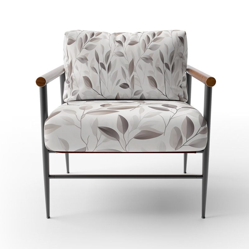 Chaise d'appoint floral Floral, Bras ronds bruns