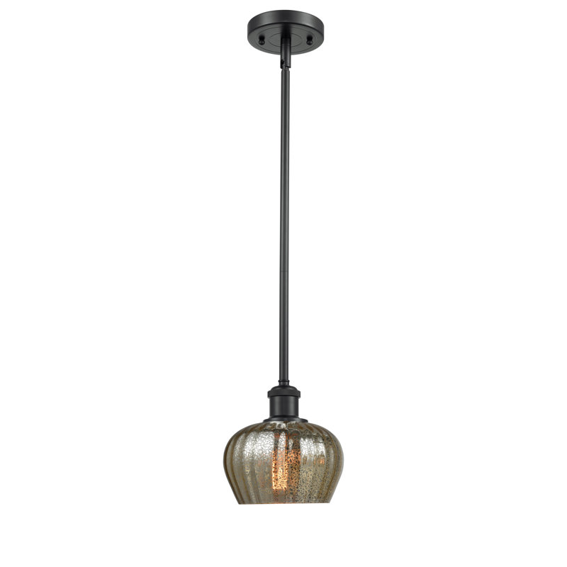 Luminaire suspendu en forme de cloche à 1 lumière Patrina, Noir mat, Mercurisé, Ampoule non incluse