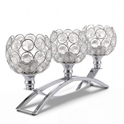 Metal,Crystal Tabletop Candelabra