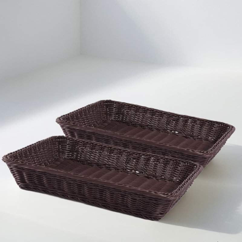 Color Matching,Two Packs,Rustic Handwoven Storage Basket For Fruits, Bread, Snacks, And Market Display - Durable PP Material, Mold-Resistant For Long-Lasting Use