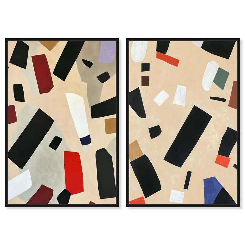 "Mindscape", reproduction d'art sur toile, ensemble d'art abstrait moderne par Art Remedy, cadre noir, 30 x 45, 46" H x 31" W