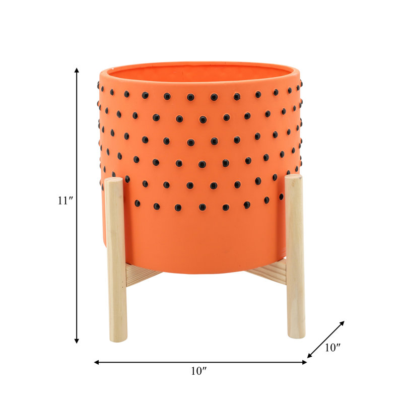 Pot à fleurs en céramique Modern Modern, Orange, H 8 po x l 10 po x P 10 po