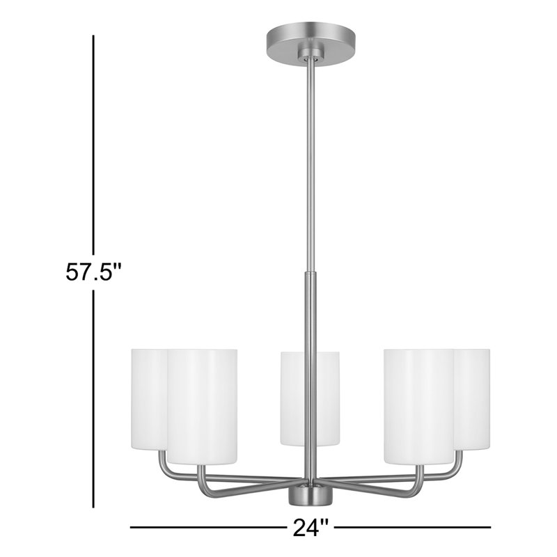 5 - Light Dimmable Shaded / Spider Chandelier, Brushed Nickel, No