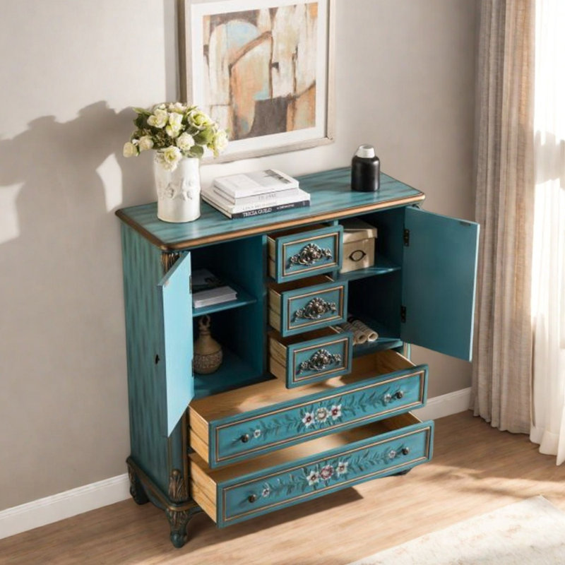 Retro multi-functional painted accent cabinet