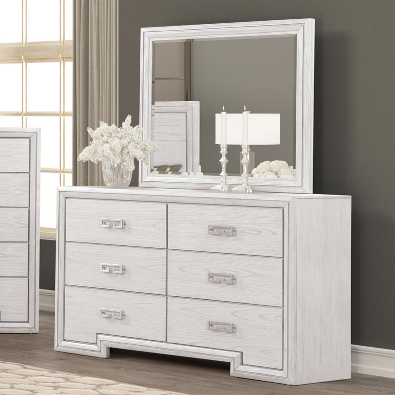 Commode transitionnelle l 61,6 po, blanc rustique