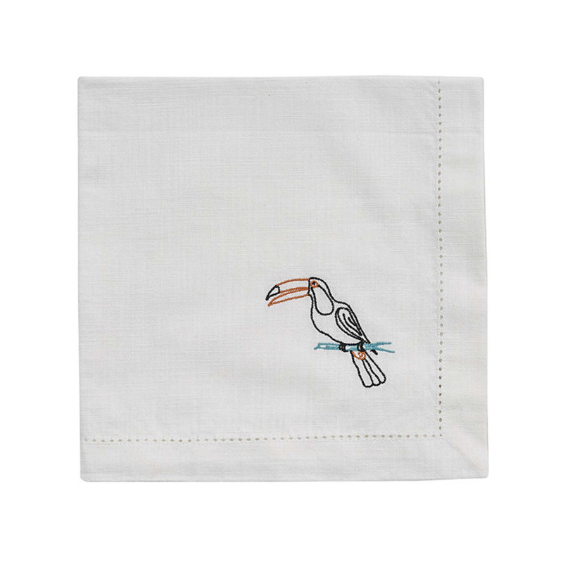  Ensemble de 4 serviettes blanches brodées