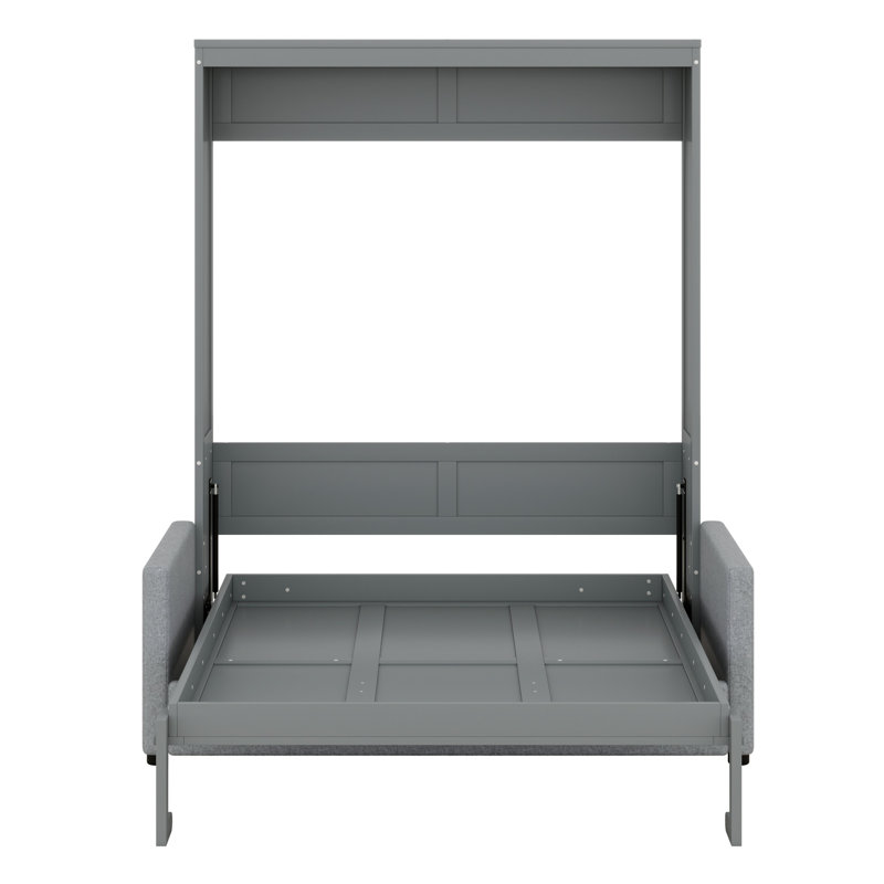 Lit escamotable peu encombrant, Gris, Lit double