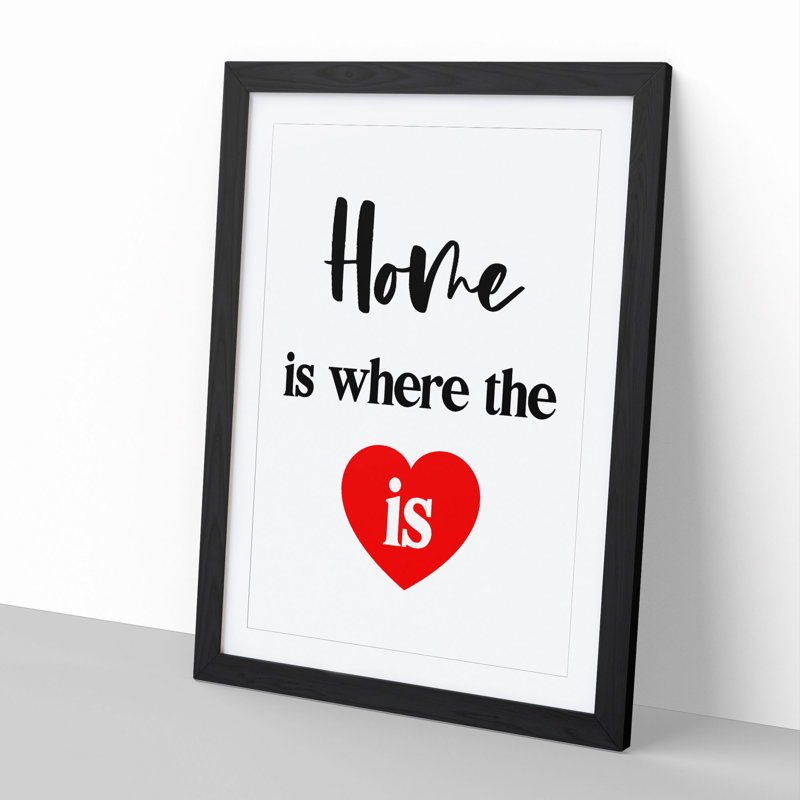 Home Is Where the Heart Is - Picture Frame Typography, 36cm H x 27cm W x 2cm D, Black Framed