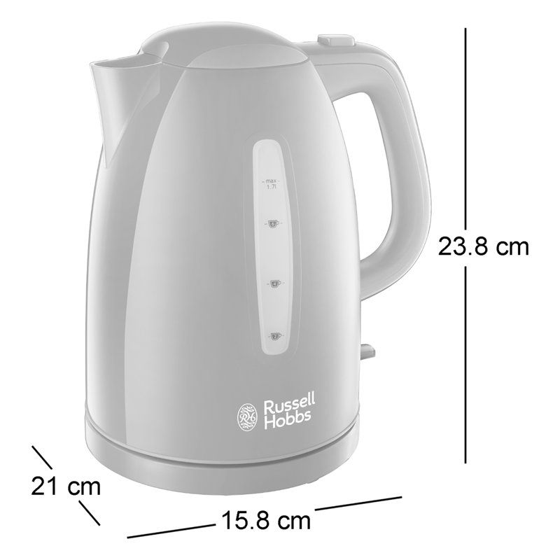 Russell Hobbs Textures 1.7L Plastic Kettle, Black