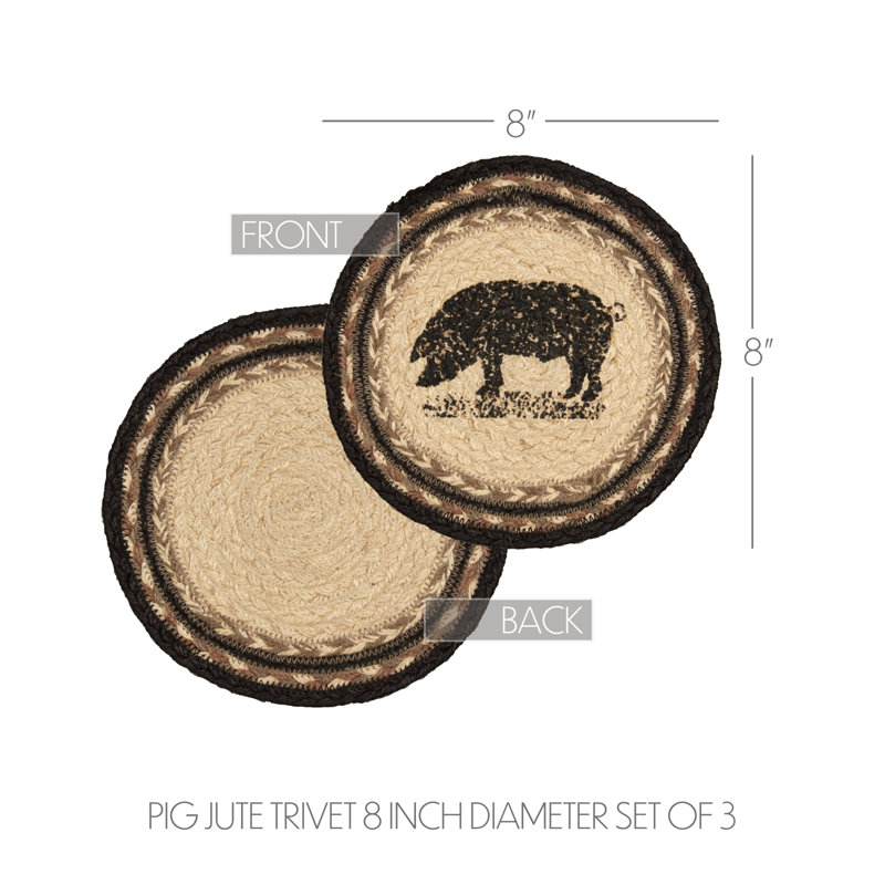 Acrylic and Jute / Sisal Agate Ceramic Jute Leather Crystal Circle Round 3 Piece Trivet Set
