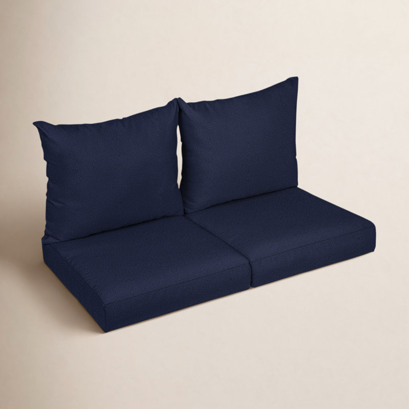 Maelynn Outdoor 5'' Loveseat Seat / Back Cushion, Navy, 22.5 in x 22.5 in