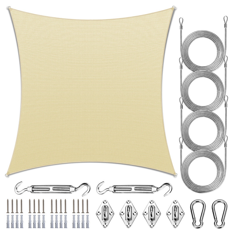 Voile d'ombrage Amgo, Beige, Bordure de jardin x 10 pi,