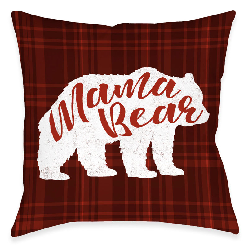 Mama Bear Plaid Reversible Throw Pillow
