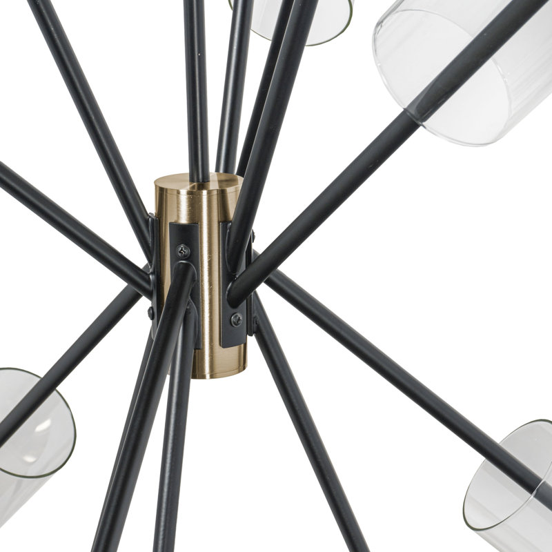 Eliana Mid-Century Modern Black and Brass Sputnik Chandelier