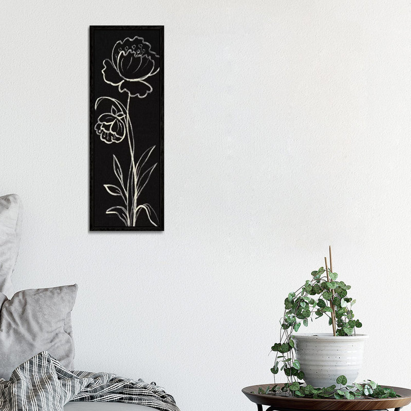 Black Floral II Crop by Silvia Vassileva - Floater Frame Panoramic Gallery-Wrapped Canvas Giclée on Canvas, Black