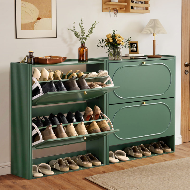 20 Pair Shoe Storage Cabinet, Green