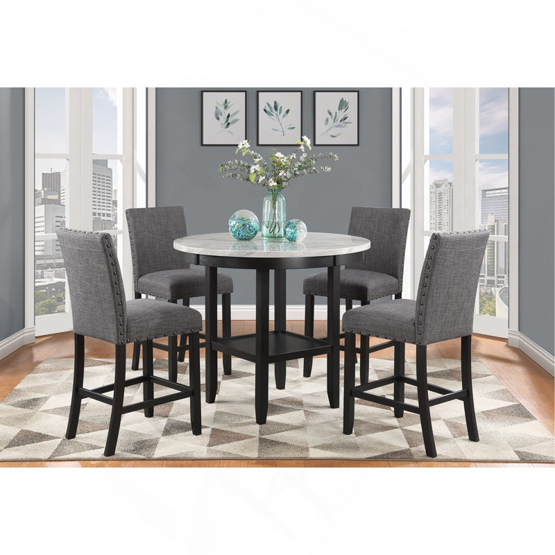MARIAN BAR STOOL (KIT OF 2), Dark Gray Seat/Black Frame