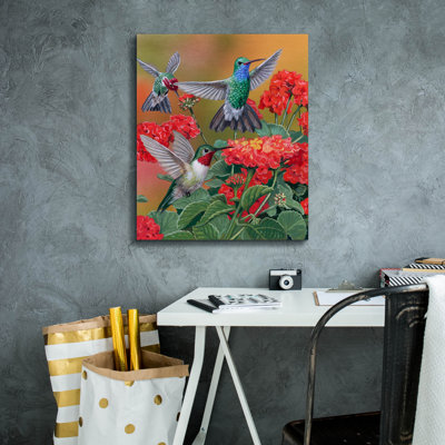 " Hummingbirds Flowers " by William Vanderdasson