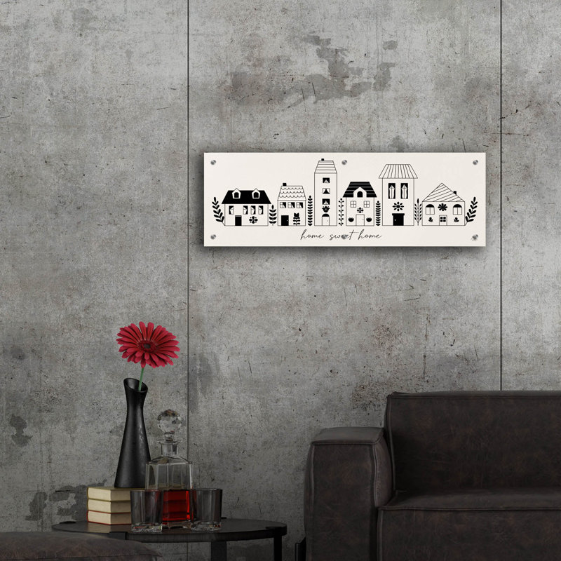  «Petites maisons 2» par Sarah Adams, art mural en verre acrylique, 48 po x 16 po, H 12 po x l 36 po