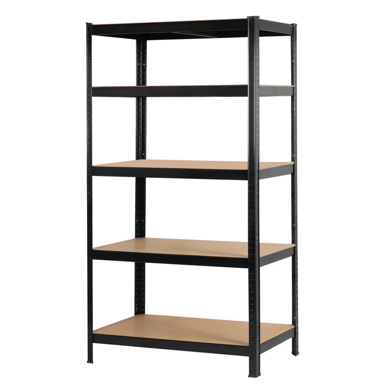 5 Tier Heavy Duty Boltless Metal Shelving Storage Rack Shelf for Garage Home 150cm x 70cm x 30cm Black