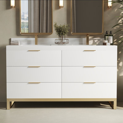 Meuble-lavabo double 60 po avec plateau en quartz Franchinni