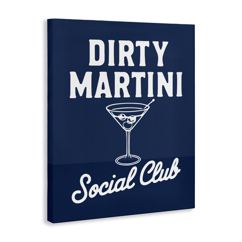 Toile rétro «Martini Club» rétro, lettrée et doublée, 40 x 30