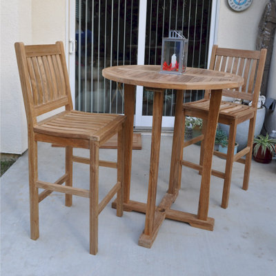 Avalon 2 - Person Teak Wood Patio Dining Set with Round Table