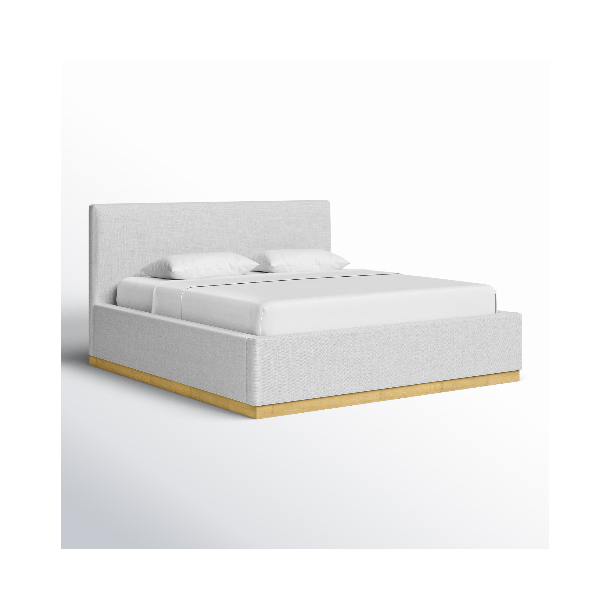 Delpha Grounded Upholstered Wood Base Bed, King, Stone Gray