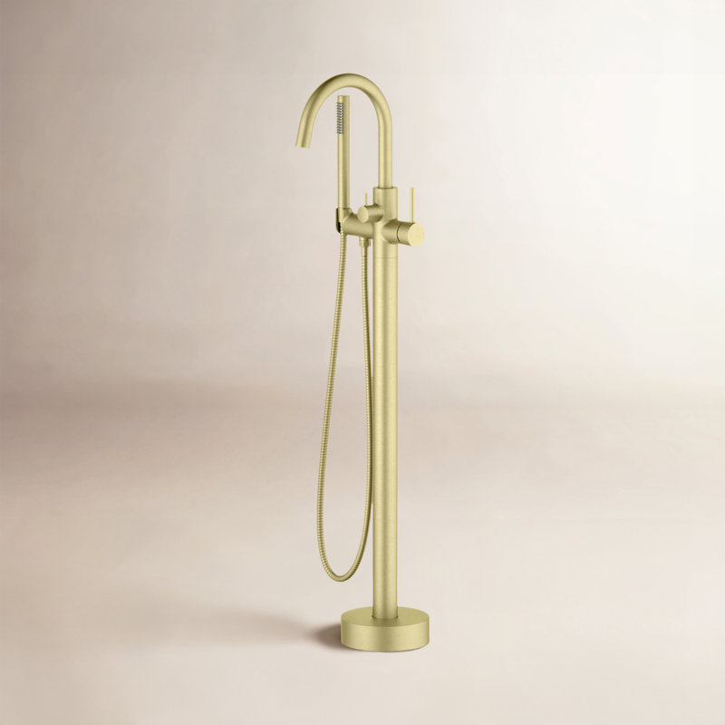 Circular Single Handle Tub Faucet, Brushed Gold