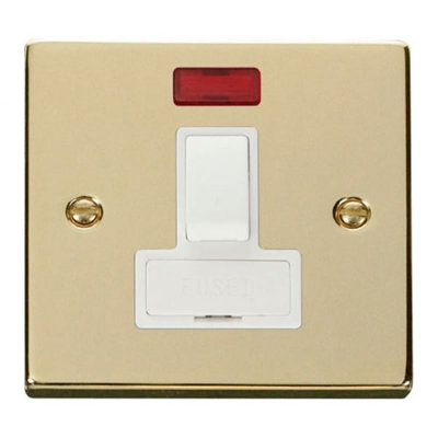 Polished Brass 13A Fused Connection Unit Switched With Neon
