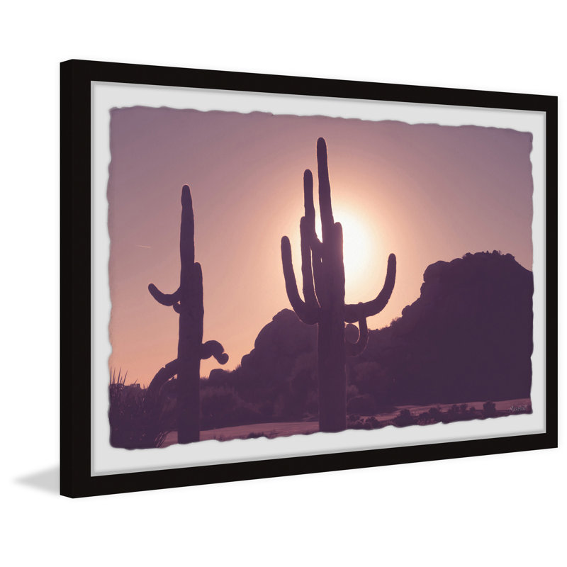 Cactus Sunset - Single Picture Frame Print, 20cm H x 30cm W x 3.81cm D