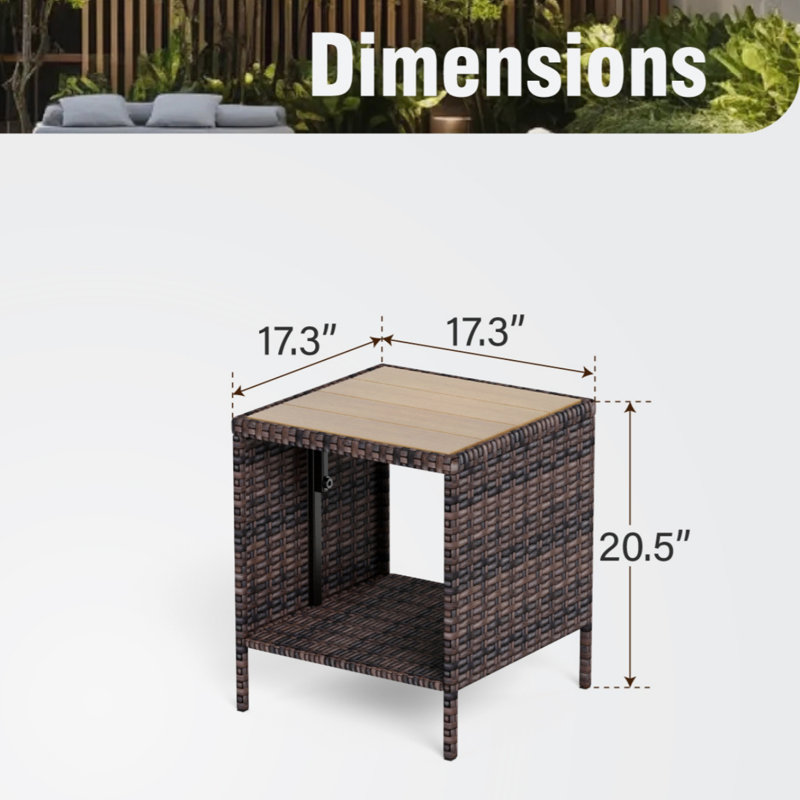 Outdoor Wicker Patio Side Table