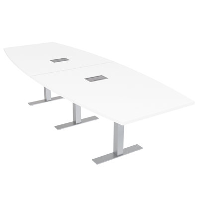 Boat Shaped Conference Table with Metal T Base | Electrical Unit