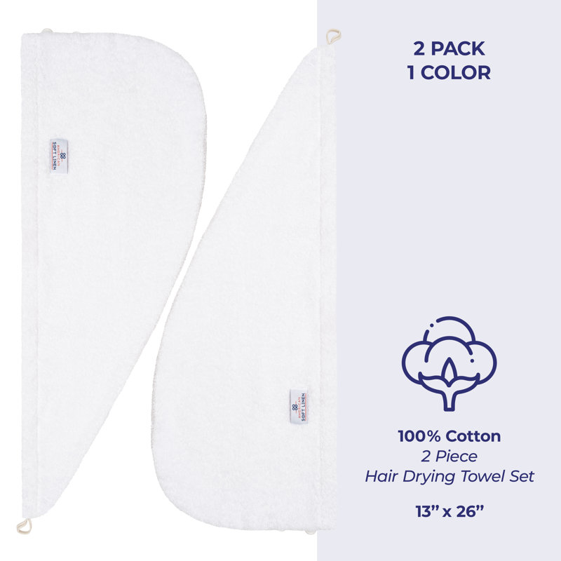 Serviettes 100% coton, longs poils bouclés, Blanc