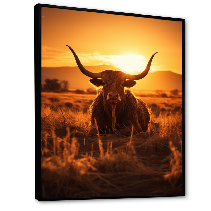Bétail Silhouette Serenade II - reproduction sur toile, Cadre flottant noir, H 40 po x l 30 po x P 1,5 po